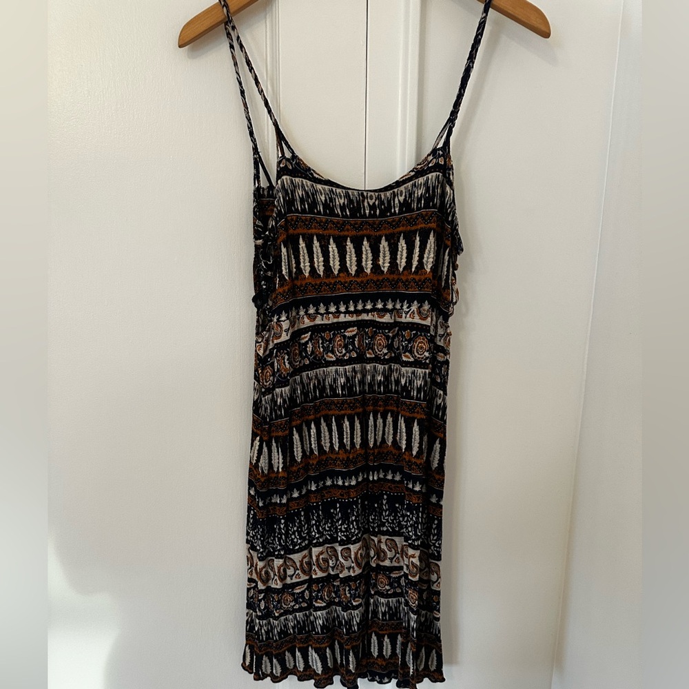 Forever 21 Boho Patterned Midi Dress - Black, Orange, Cream